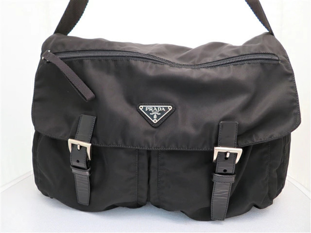 Prada Tessuto Saffiano Leather Shoulder Bag Black